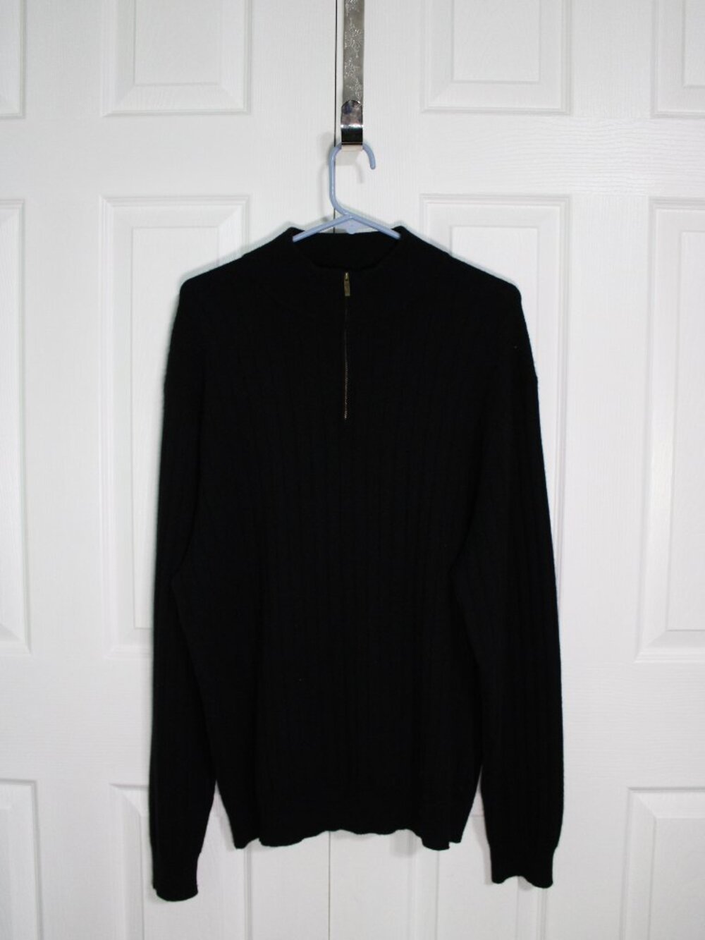 Tasso Elba 100% Fine Cashmere Ribbed Texture Quarter Zip Sweater